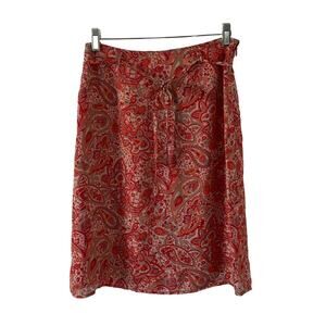 Apostrophe Red, Gray & Orange Paisley Print Skirt Woman Size 6 Office Casual